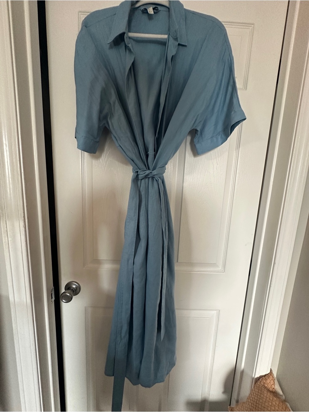 COS Dusty Blue Maxi Shirt Dress with Tie Waist